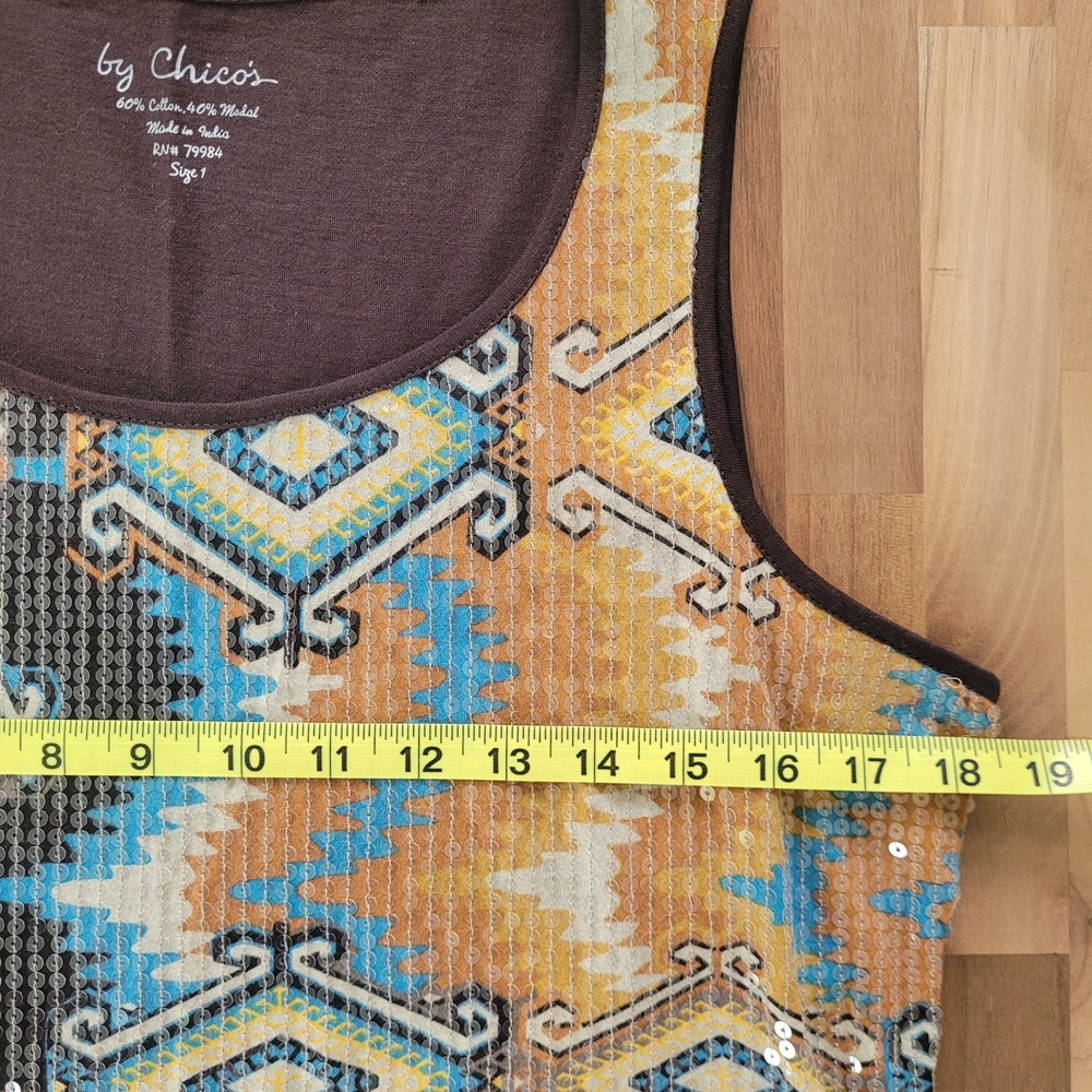 Chico's Western Sequin Tank Top Brown size 1 (Medium) - Picture 11 of 11